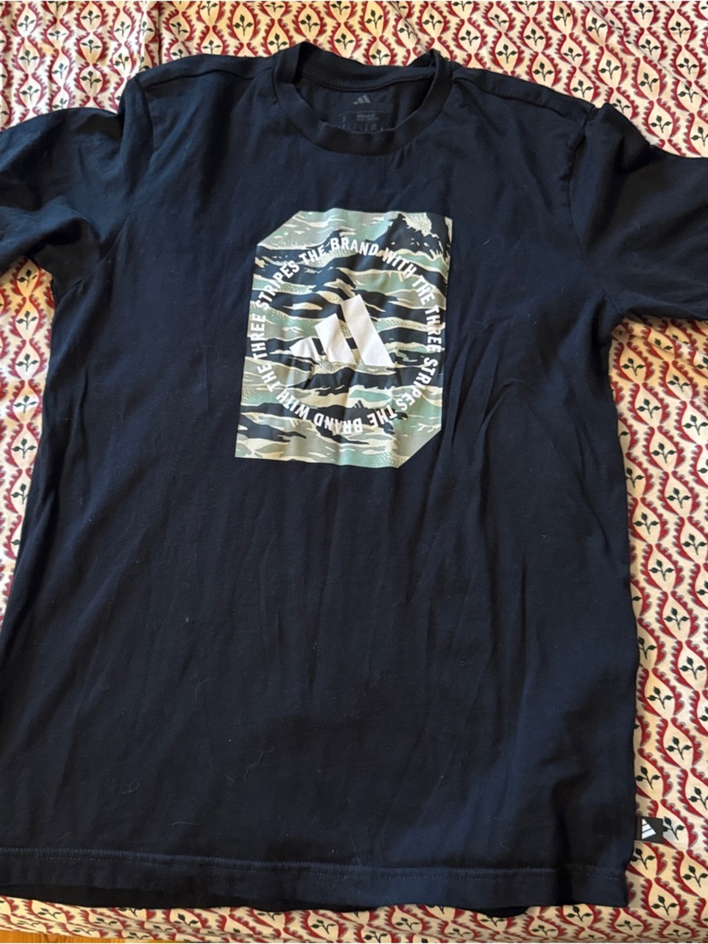 adidas Black Tee with Camo Square Logo